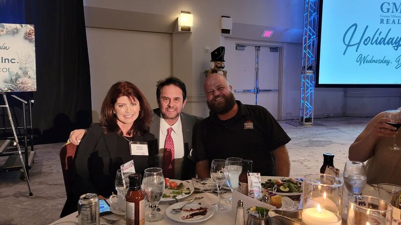 Joel Kleefisch accepting Affiliate of the Year Award from Greater Milwaukee Association of Realtors for Scott Newcomer (House to Home Inspections – seated with Rebecca Kleefisch and Scott Shirley)